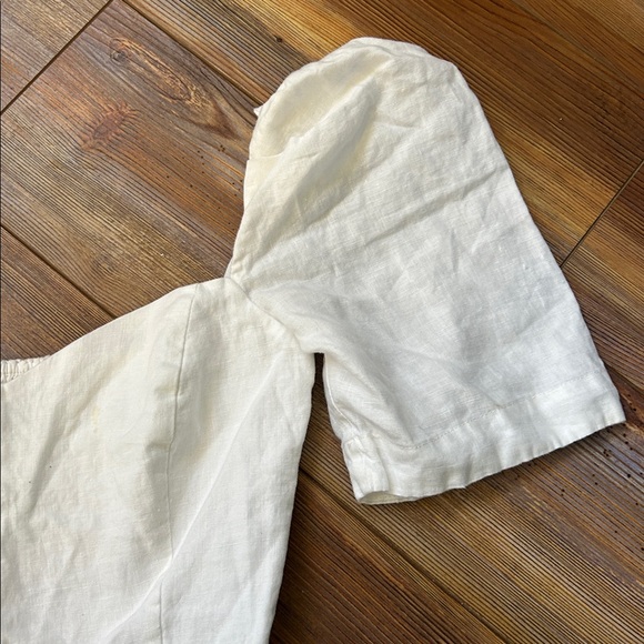Aritzia Wilfred Fatale Blouse Size XS Womens Top White Sweetheart Puff Sleeve - Picture 2 of 7